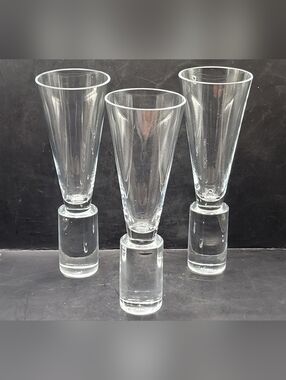 Set Of 3 Vintage Sasaki Colonnade Crystal Goblets Martini Glasses Japan